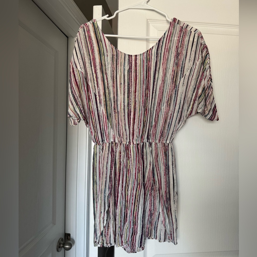 BCBGeneration Striped Multicolor Short Sleeve Romper
